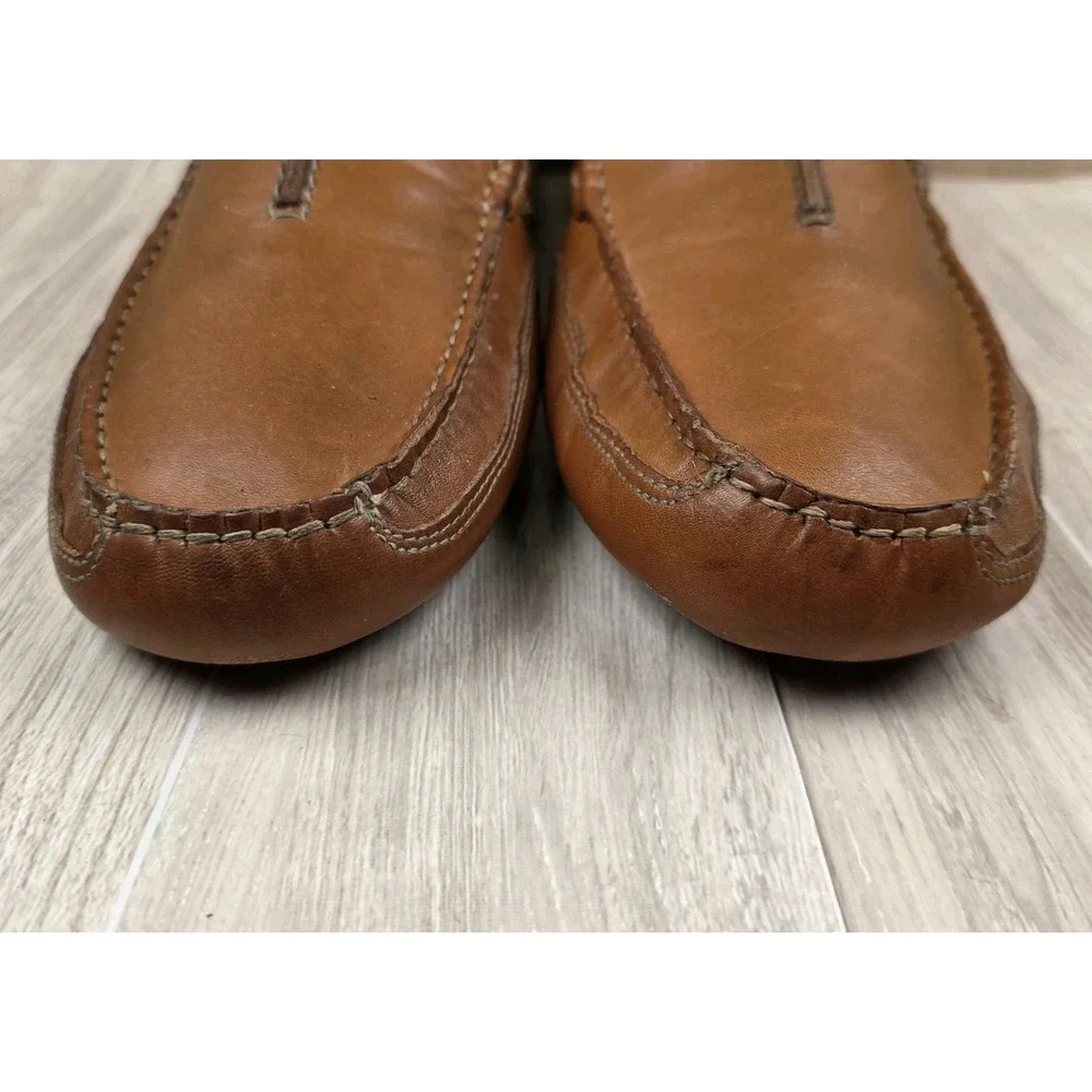 Clarks Ashmont Race Mens 9.5M Light Tan Leather Driving Moccasin Loafers Shoes